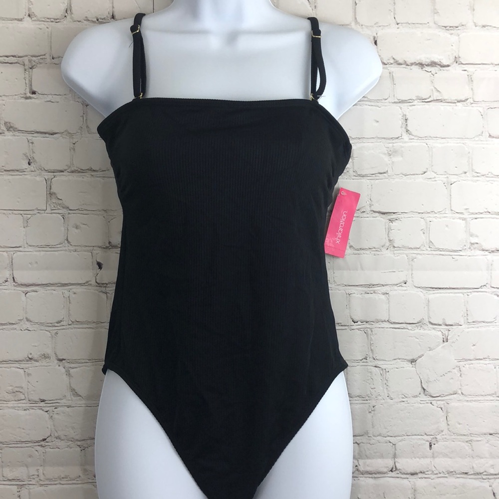 One Piece Black Ribbed Xhilaration Bathing Suit